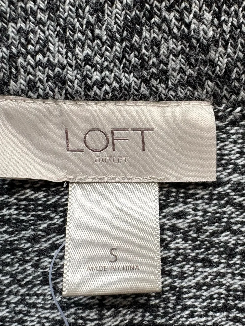 NWT LOFT Outlet Marled Knit Stretchy Midi Pull On Pencil Skirt Black White - S